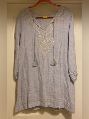 Roller Rabbit Linen Cotton Floral Embroidered Dress or Longer Top